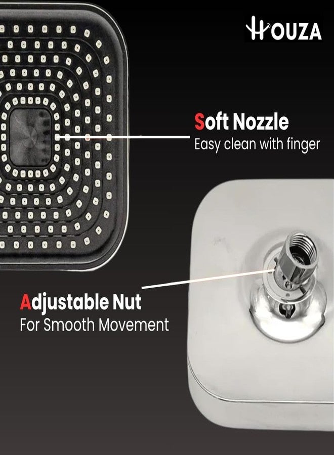 Houza Bathroom Shower Head - 4x4 Inch Square Design with 7-Inch Arm, with Smooth Water Flow and Quick DIY Installation - Image 4
